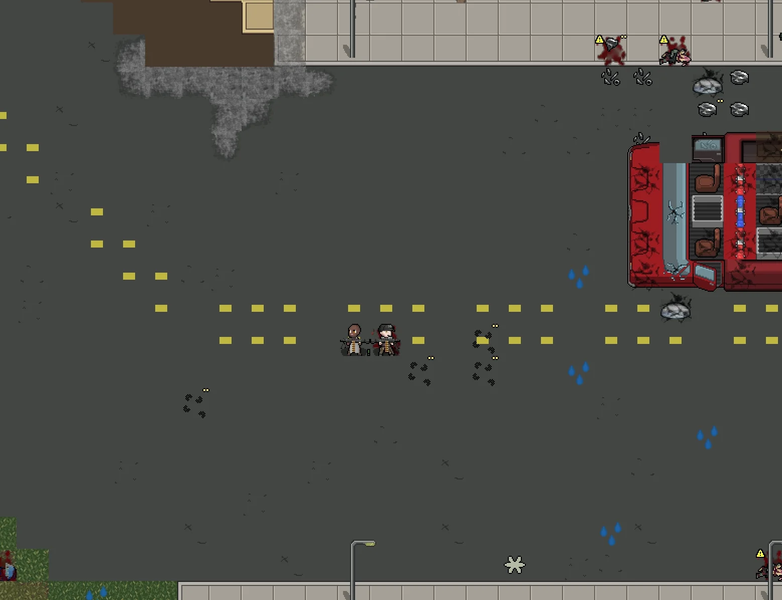 Two survivors in a rainy standoff